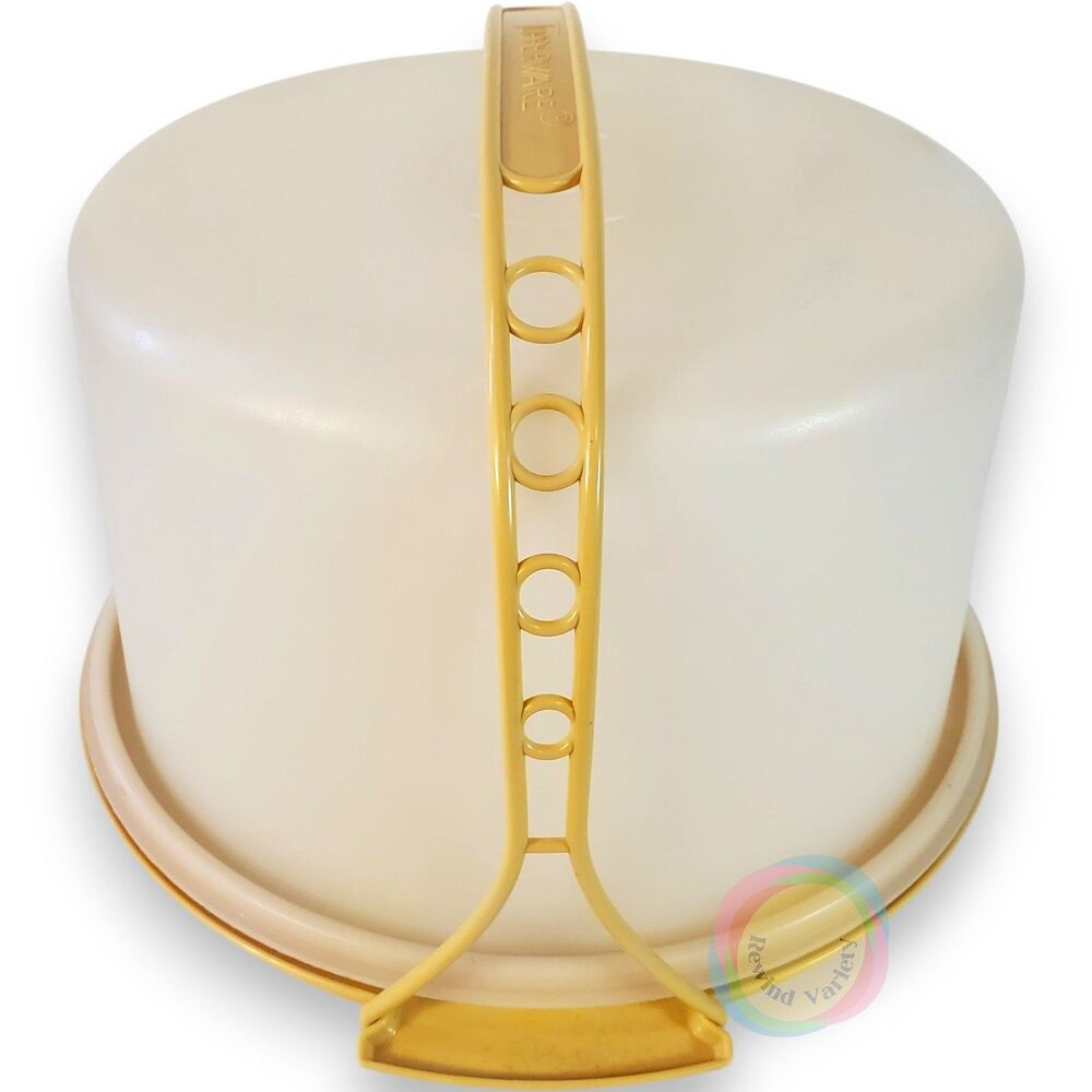 Vintage Tupperware Round Cake Carrier Harvest Yellow 12" - Picture 5 of 16